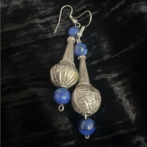 Dyed blue Agate paired with. Roth African beads earring